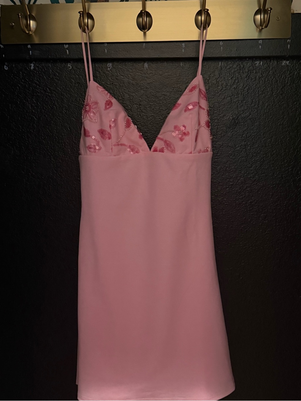 Pink Embellished Spaghetti-Strap Slip